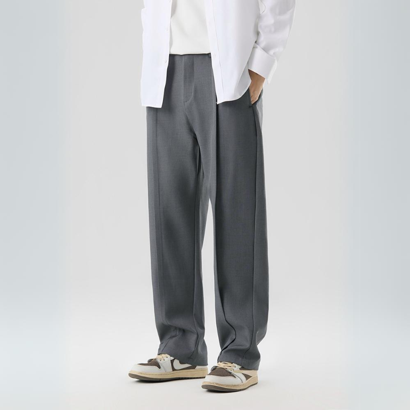 Men's Dress Trousers Lightweight Pleated Relaxed Fit Business Casual Gray 4