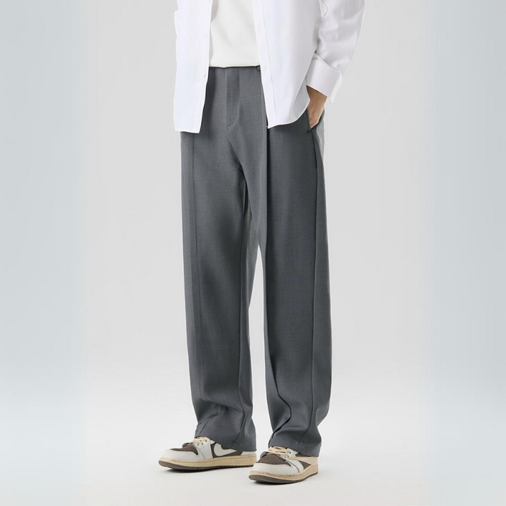 Men's Dress Trousers Lightweight Pleated Relaxed Fit Business Casual Gray 4