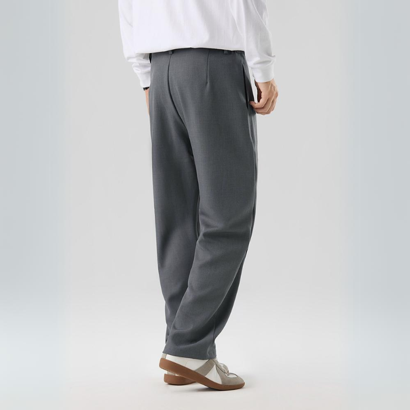 Men's Dress Trousers Lightweight Pleated Relaxed Fit Business Casual Gray 5