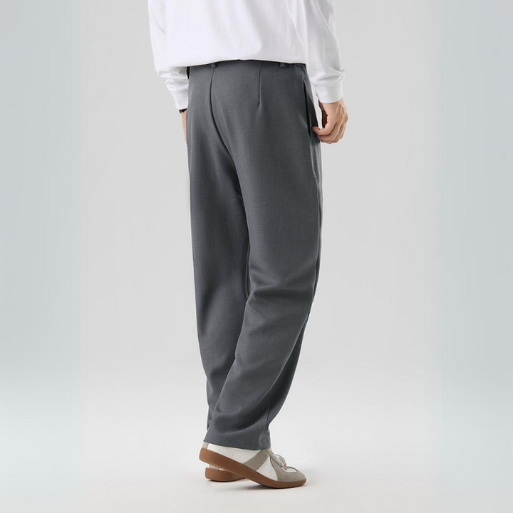 Men's Dress Trousers Lightweight Pleated Relaxed Fit Business Casual Gray 5
