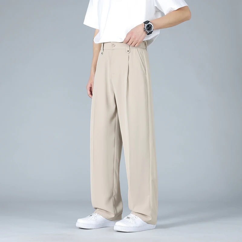 Men's Dress Trousers Soft Breathable Fabric Relaxed Fit Pleated Front Gray 0
