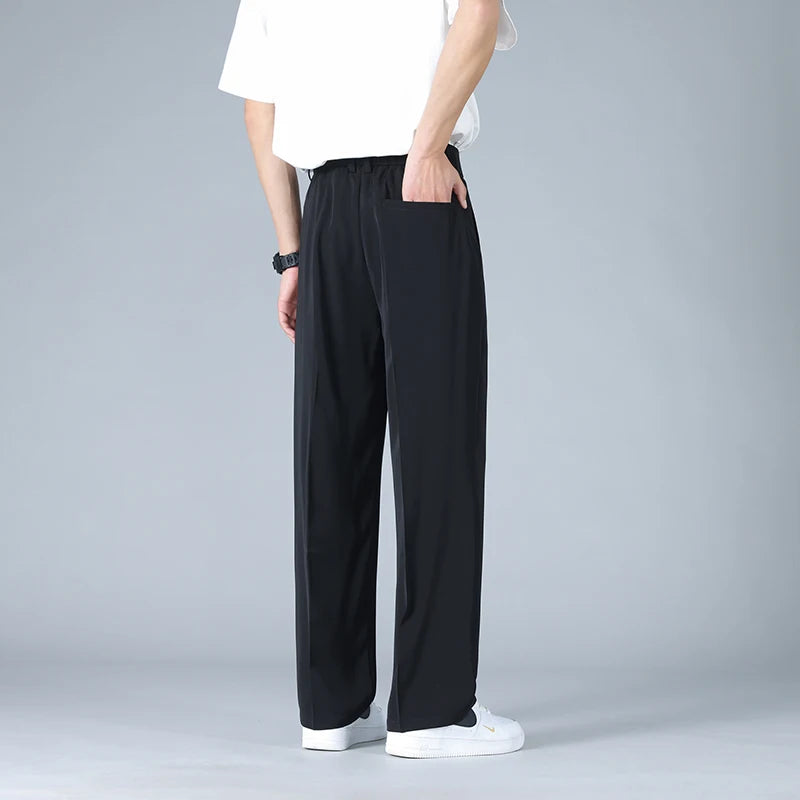 Men's Dress Trousers Soft Breathable Fabric Relaxed Fit Pleated Front Gray 4