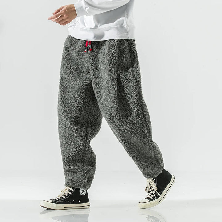 Men's Fleece Sweatpants Relaxed Fit Drawstring Waist Ultra-Soft Warm 2