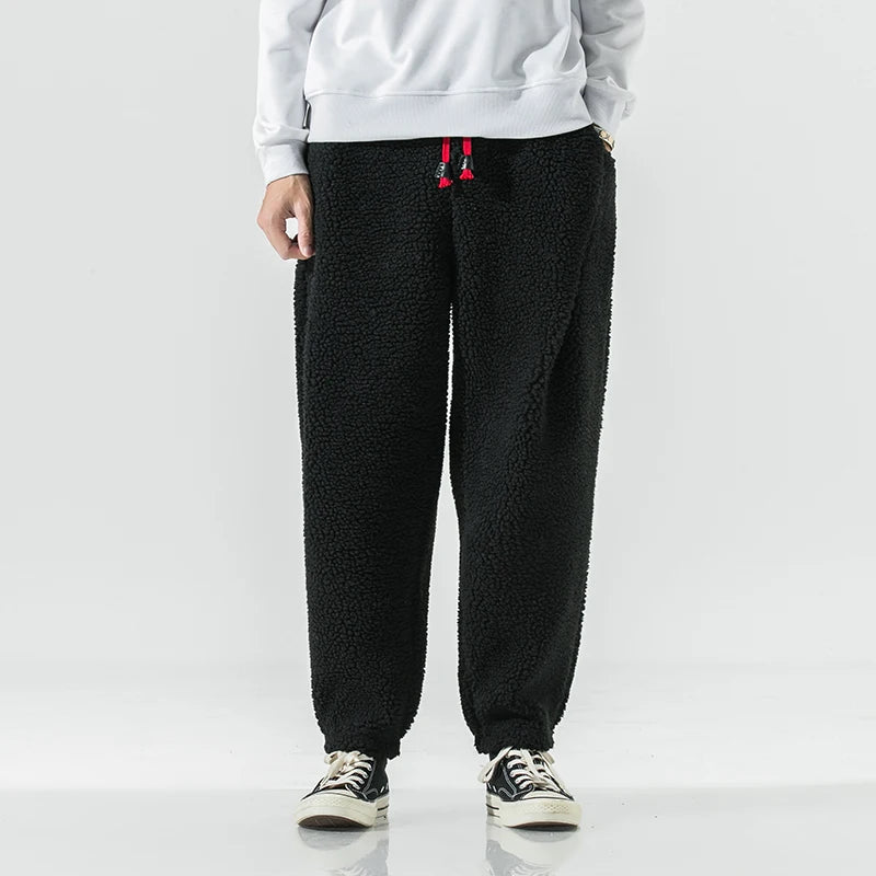 Men's Fleece Sweatpants Relaxed Fit Drawstring Waist Ultra-Soft Warm 4
