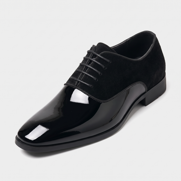 Men's Glossy Derby Shoes for Formal Events with Patent Toe 0