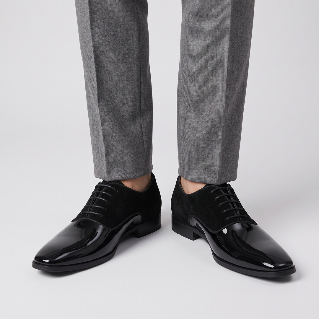 Men's Glossy Derby Shoes for Formal Events with Patent Toe 1