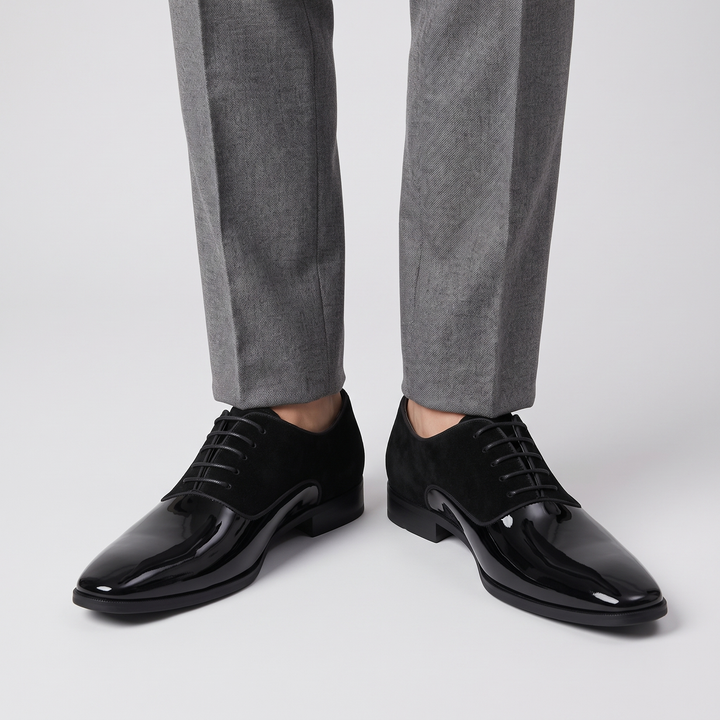 Men's Glossy Derby Shoes for Formal Events with Patent Toe 1