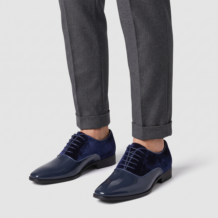 Men's Glossy Derby Shoes for Formal Events with Patent Toe 2