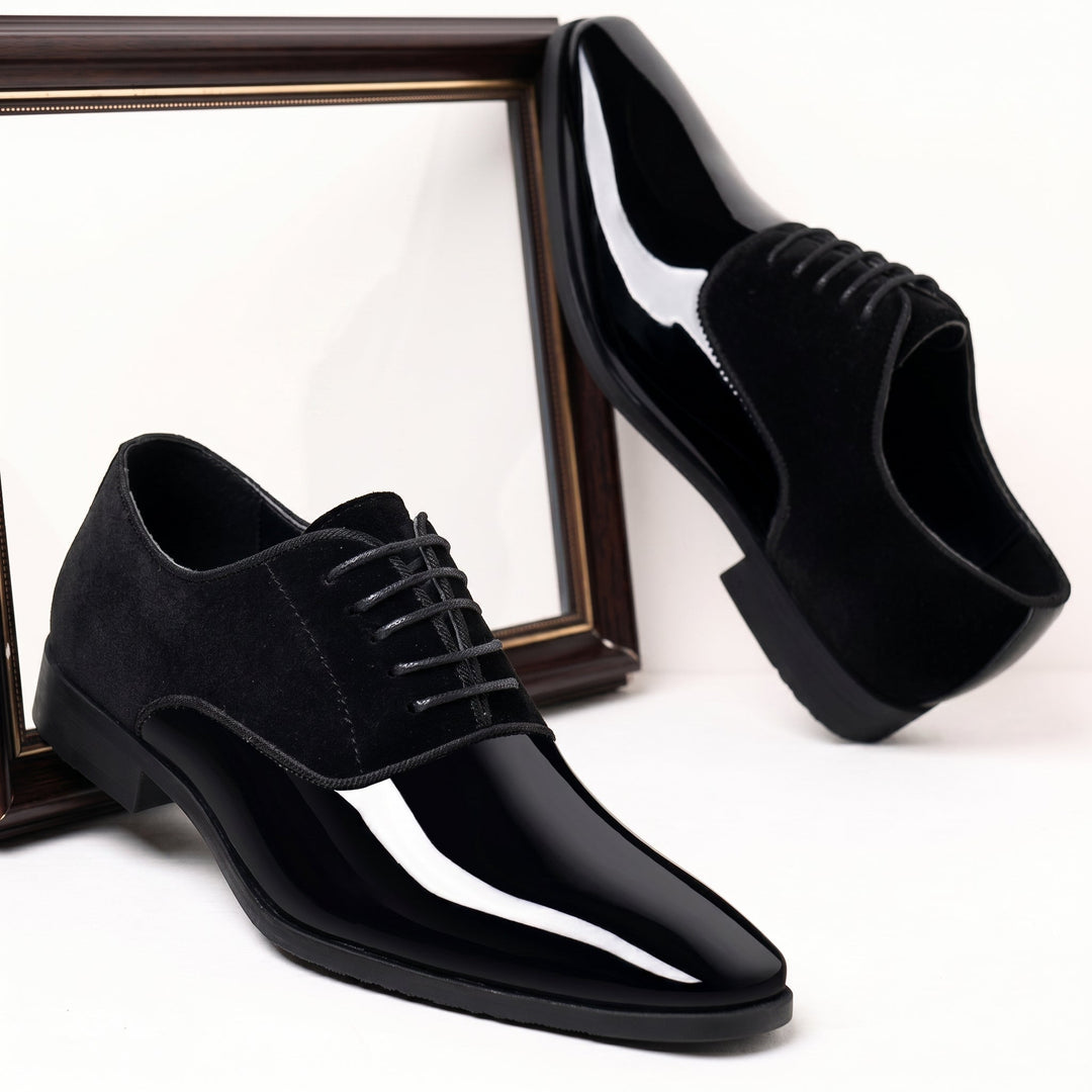 Men's Glossy Derby Shoes for Formal Events with Patent Toe 3