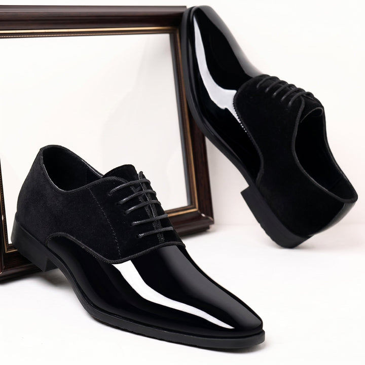 Men's Glossy Derby Shoes for Formal Events with Patent Toe 3
