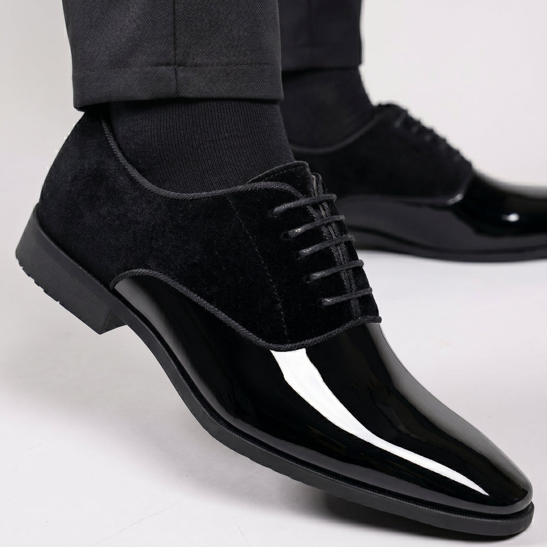 Men's Glossy Derby Shoes for Formal Events with Patent Toe 4