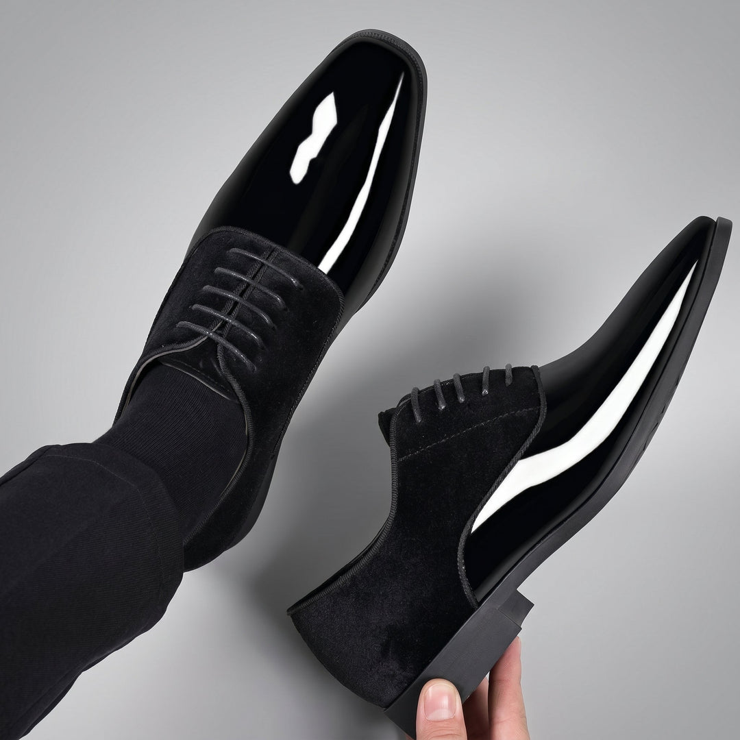 Men's Glossy Derby Shoes for Formal Events with Patent Toe 5