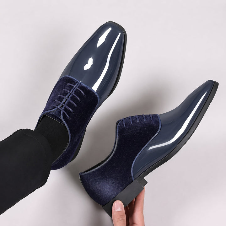 Men's Glossy Derby Shoes for Formal Events with Patent Toe 6