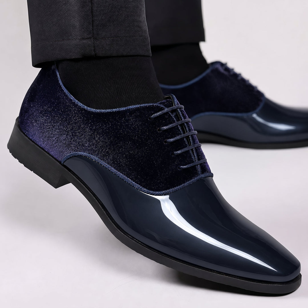 Men's Glossy Derby Shoes for Formal Events with Patent Toe 7
