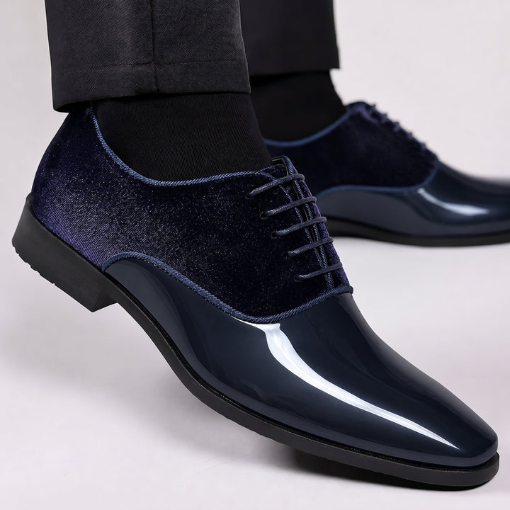 Men's Glossy Derby Shoes for Formal Events with Patent Toe 7