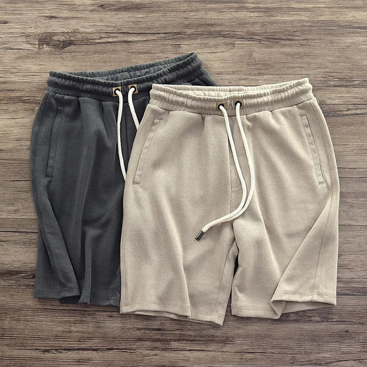 Men's Gym Shorts Knit Blend Relaxed Fit Breathable with Drawstring Waist Black 1