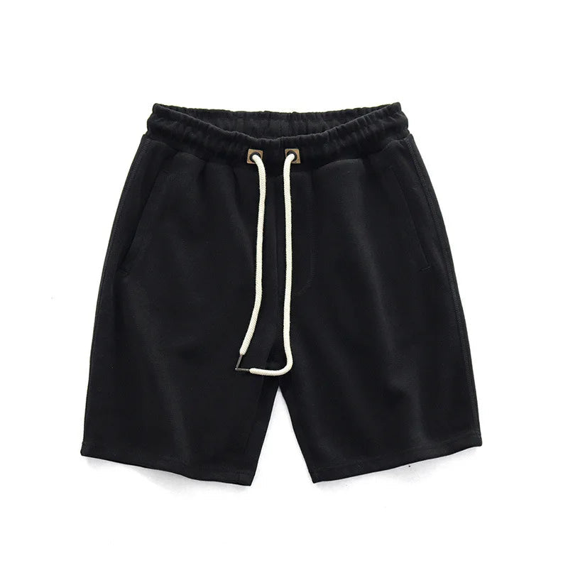 Men's Gym Shorts Knit Blend Relaxed Fit Breathable with Drawstring Waist Black 6