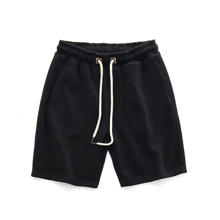 Men's Gym Shorts Knit Blend Relaxed Fit Breathable with Drawstring Waist Black 6