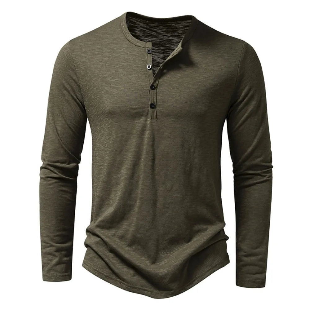 Men's Henley Shirt 100% Cotton Slim Fit Lightweight Comfortable Daily Wear 3