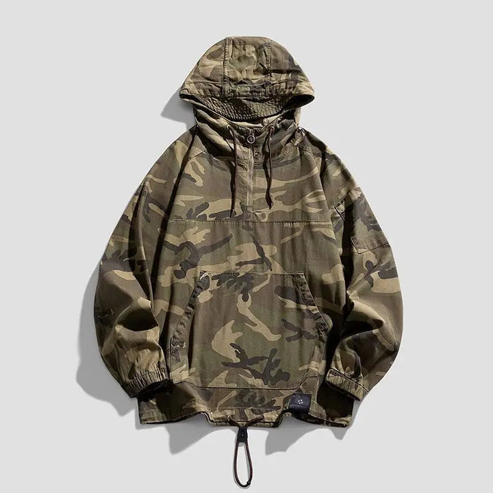 Men's Hooded Jacket Lightweight Camouflage Full-Zip Urban Style 0