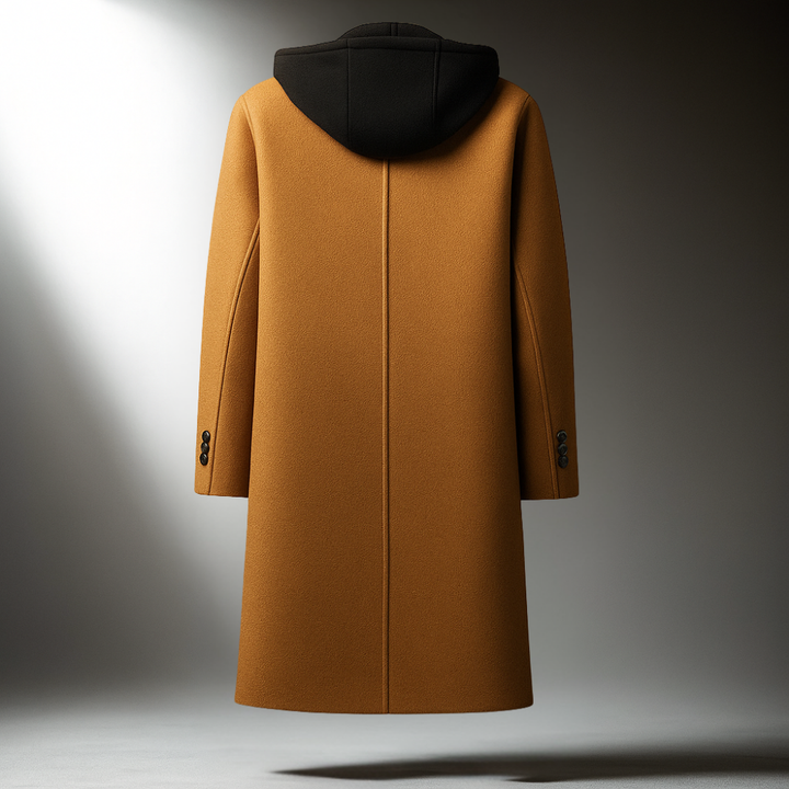 Men's Hooded Wool Blend Overcoat for Commutes with Full Zip 2
