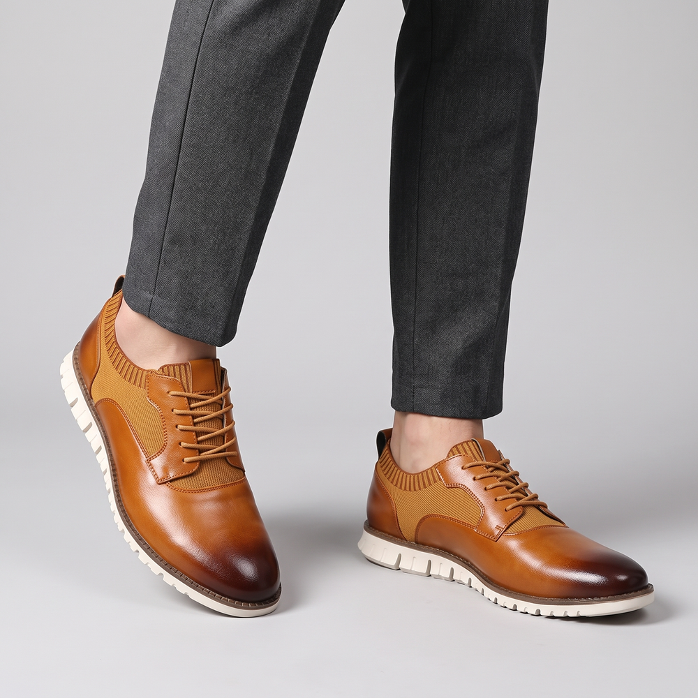 Men's Hybrid Oxford Shoes for Office Days with Knit Panels 1