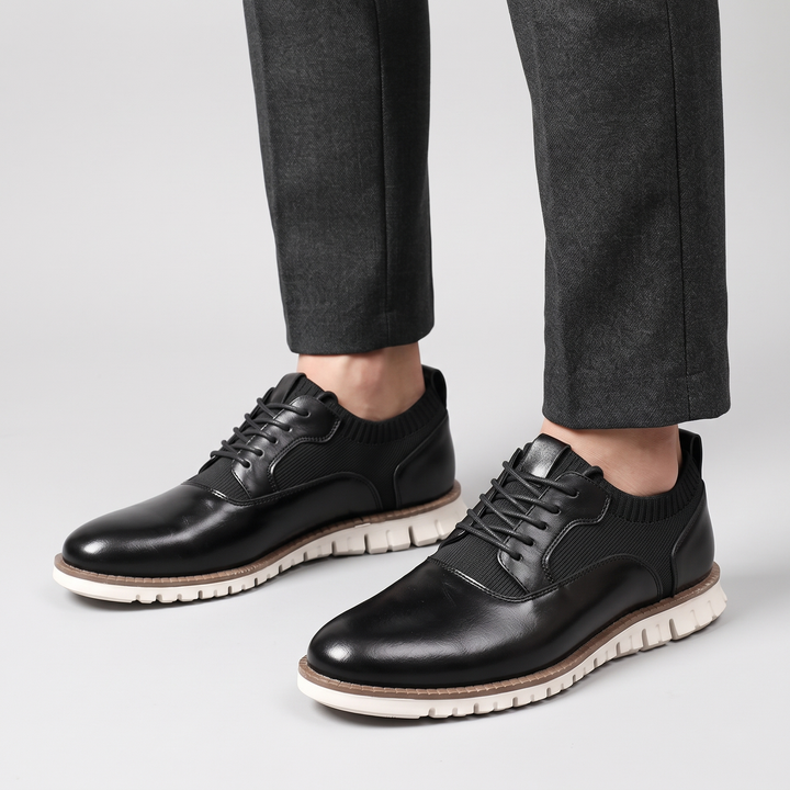 Men's Hybrid Oxford Shoes for Office Days with Knit Panels 2