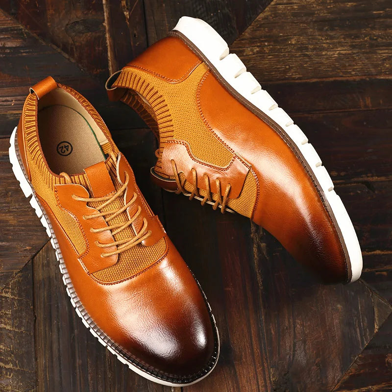 Men's Hybrid Oxford Shoes for Office Days with Knit Panels 3