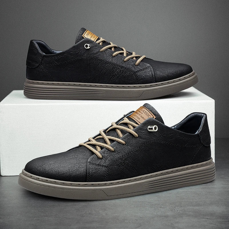 Men's Italian Leather Trainers for Work with Rubber Soles 1
