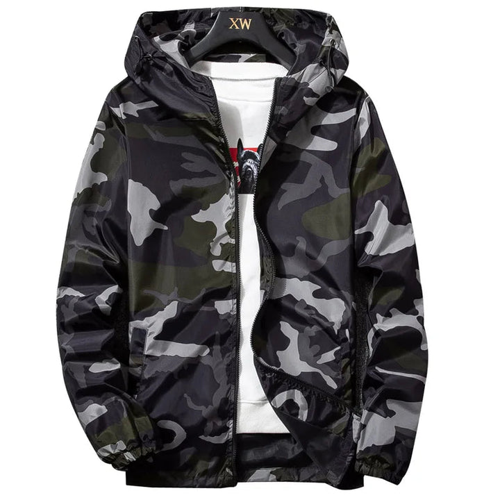 Men's Jacket Lightweight Camo Hooded Full-Zip Long Sleeve 4