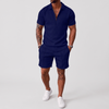 Men's Jacquard Polo Set for Holidays with Quarter Zip