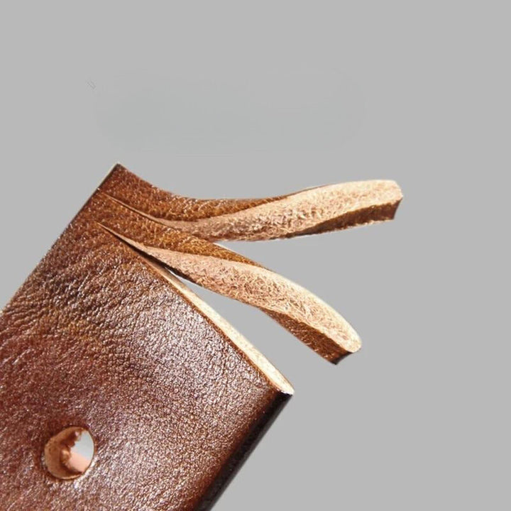 Men's Leather Belt Genuine Cowhide 1.5 Inch Width Solid Brass Buckle Brown 7