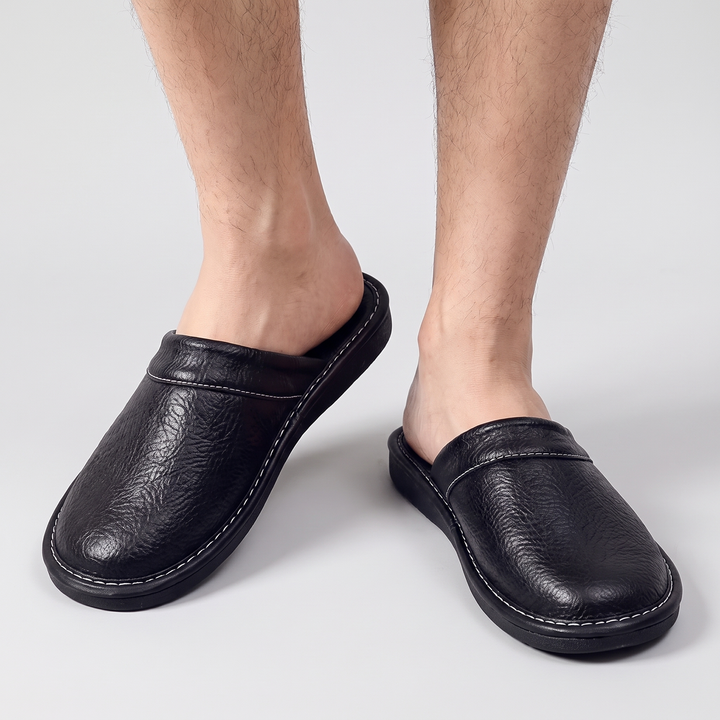 Men's Leather House Slippers with Cushioned Insole 2