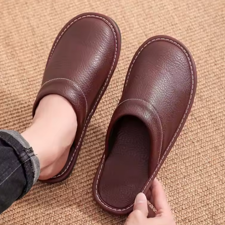 Men's Leather House Slippers with Cushioned Insole 3