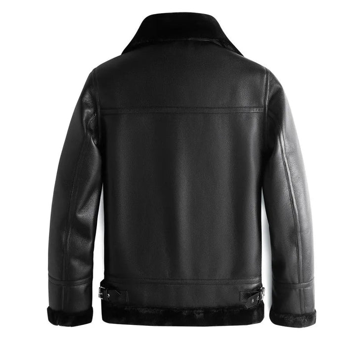 Men's Leather Jacket Fleece Lined Durable Warm Black 5
