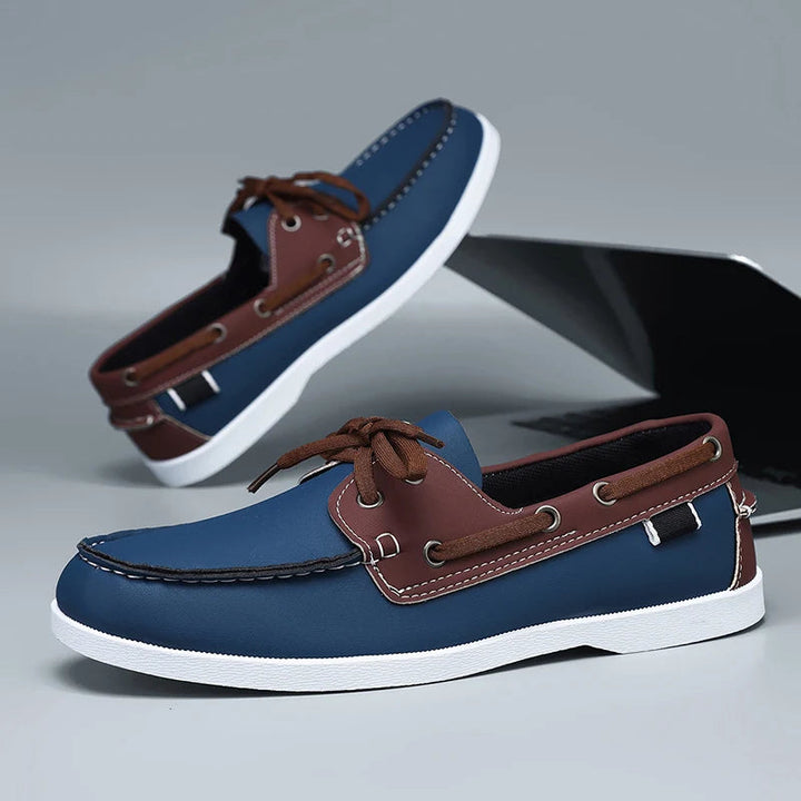 Men's Leather Loafers Slip-On Cushioned Sole Brown 9