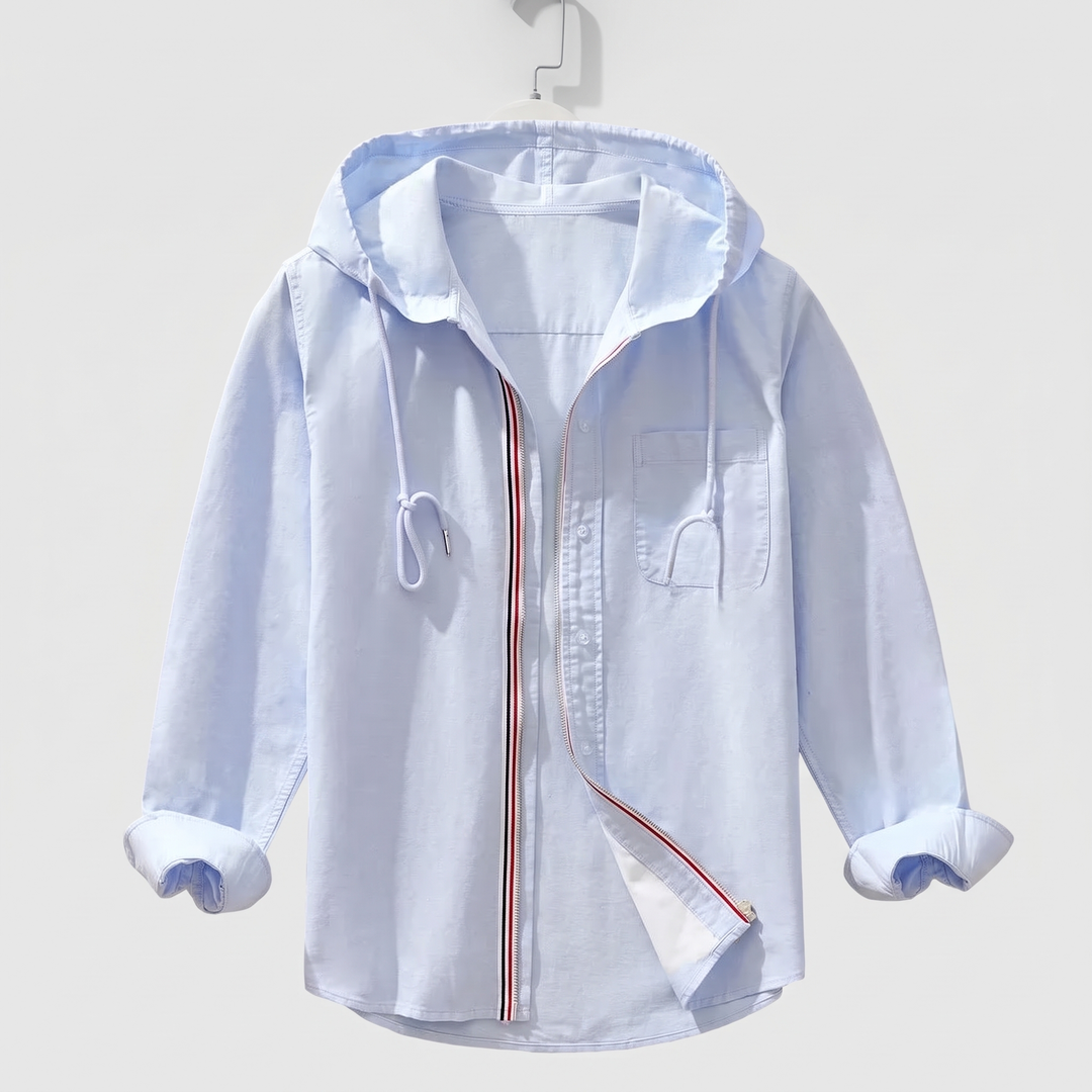 Men's Lightweight Hooded Shirt with Zip Front 0