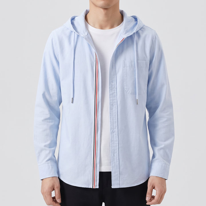 Men's Lightweight Hooded Shirt with Zip Front 1
