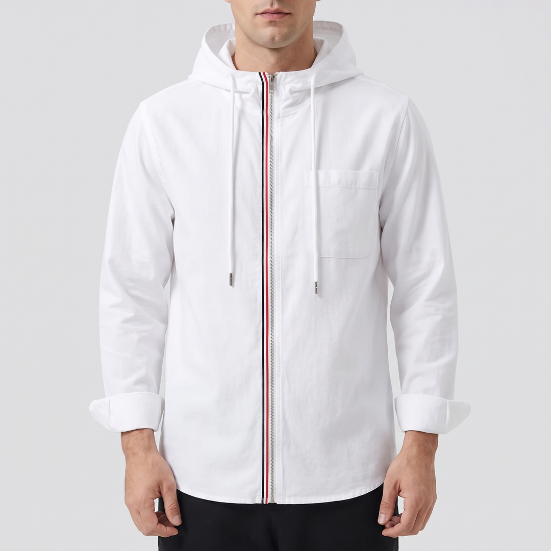 Men's Lightweight Hooded Shirt with Zip Front 2