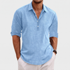 Men's Linen Blend Shirt for Vacations with Lapel Collar