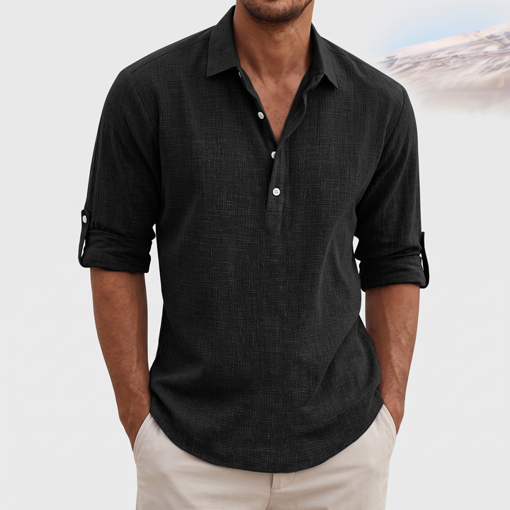 Men's Linen Blend Shirt for Vacations with Lapel Collar 4