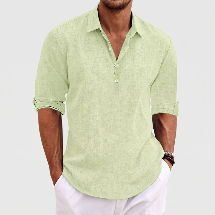 Men's Linen Blend Shirt for Vacations with Lapel Collar 5