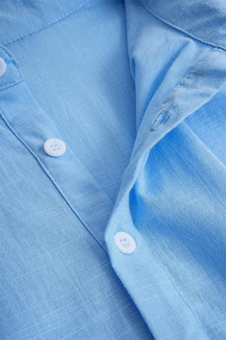 Men's Linen Blend Shirt for Vacations with Lapel Collar 8