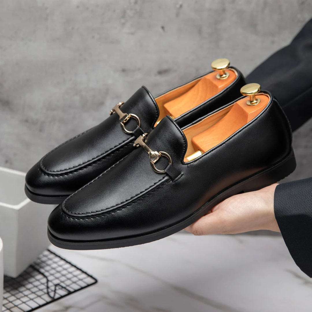 Men's Loafers Genuine Leather Classic Black Orthopedic Padded Insole 0