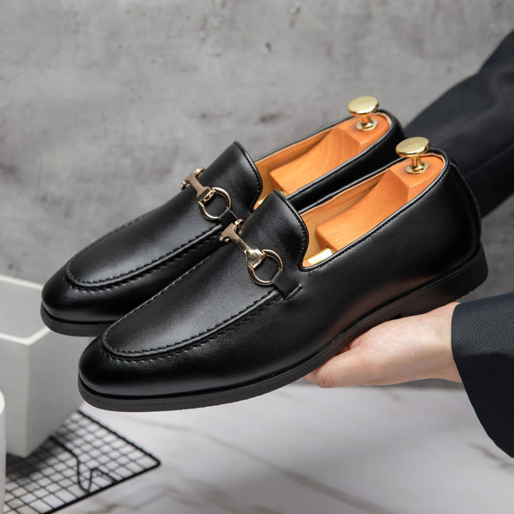 Men's Loafers Genuine Leather Classic Black Orthopedic Padded Insole 0