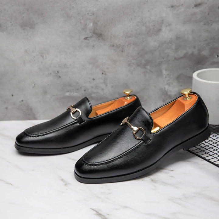 Men's Loafers Genuine Leather Classic Black Orthopedic Padded Insole 2