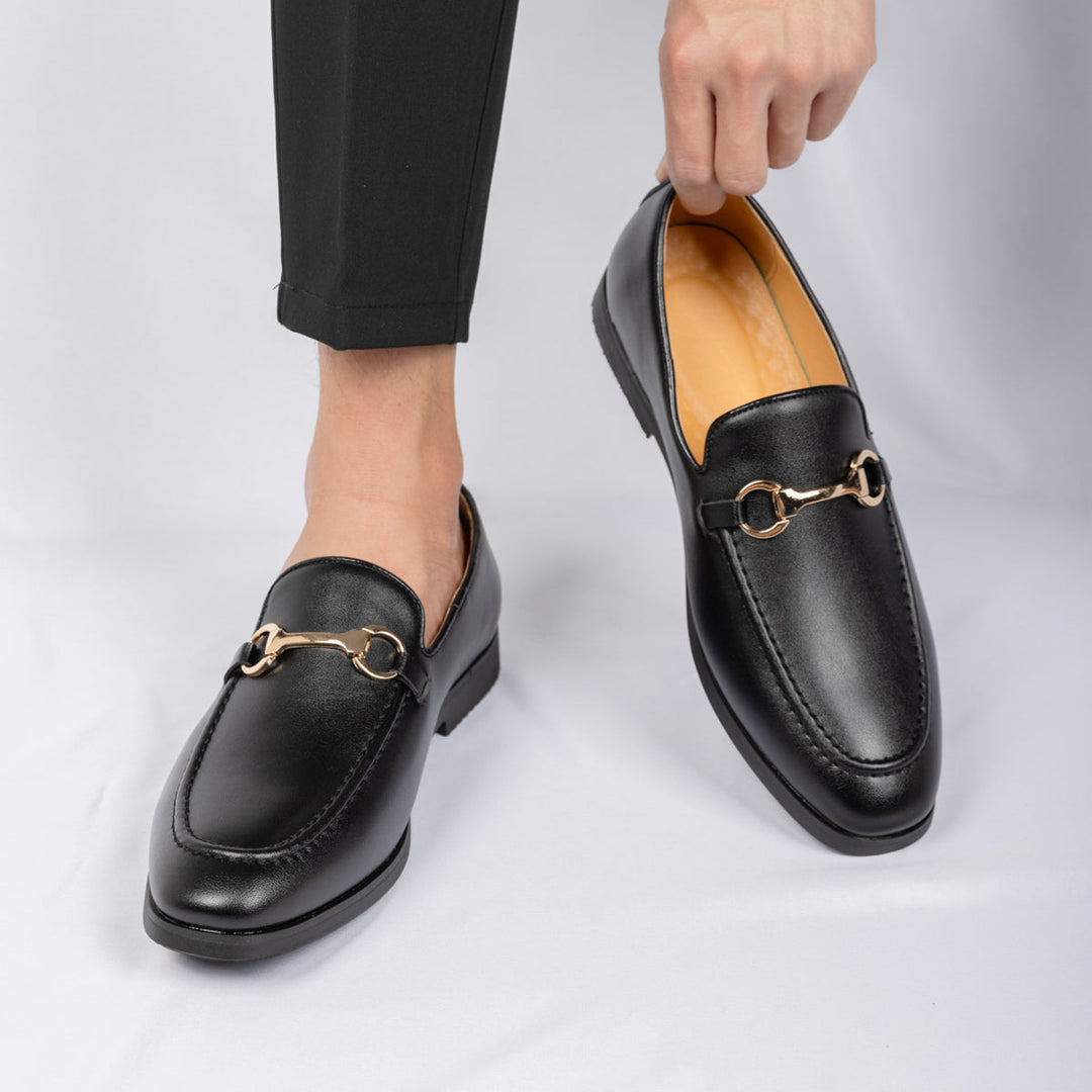 Men's Loafers Genuine Leather Classic Black Orthopedic Padded Insole 4