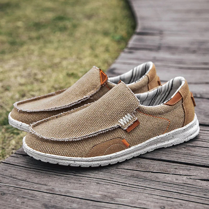 Men's Loafers Lightweight Breathable Canvas Cushioned Insole Gray 0