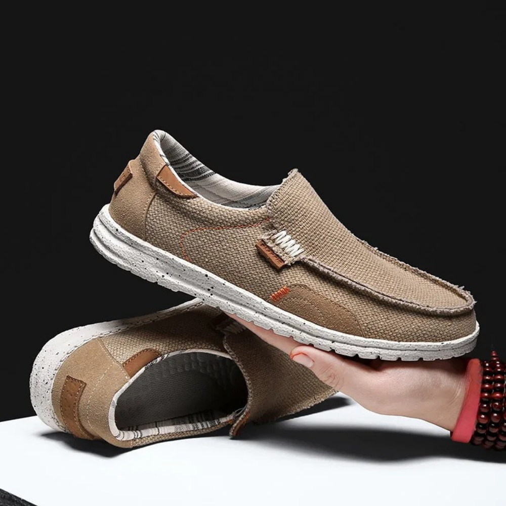 Men's Loafers Lightweight Breathable Canvas Cushioned Insole Gray 1
