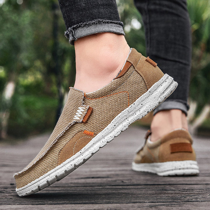 Men's Loafers Lightweight Breathable Canvas Cushioned Insole Gray 2